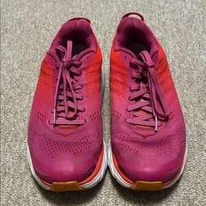 Hoka Women's Pink and Orange Athletic Shoes size 7.5